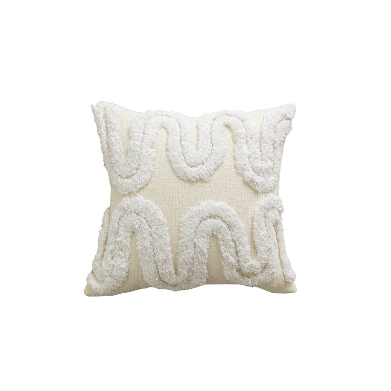 Decorative Square Velvet Throw Pillow with Pom-Pom Fringe and Removable Insert