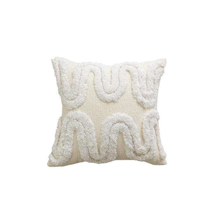 Decorative Square Velvet Throw Pillow with Pom-Pom Fringe and Removable Insert
