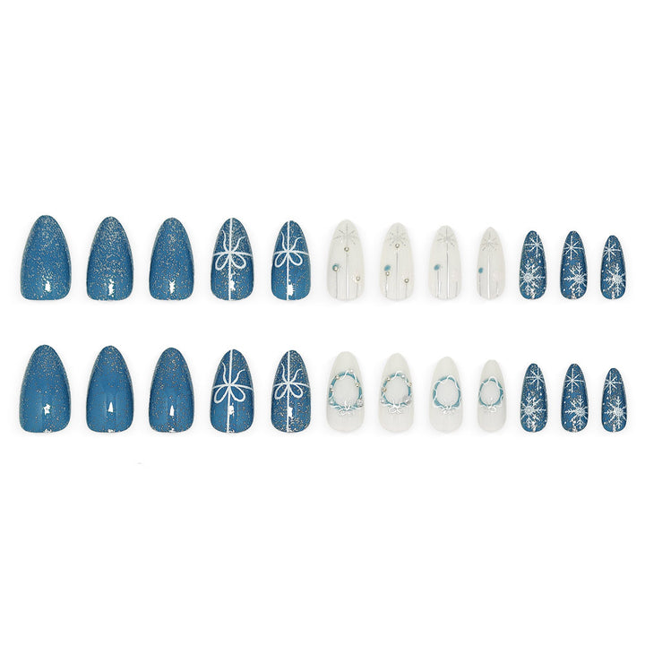 Artificial nails in elegant winter design with glitter accents Stornfield