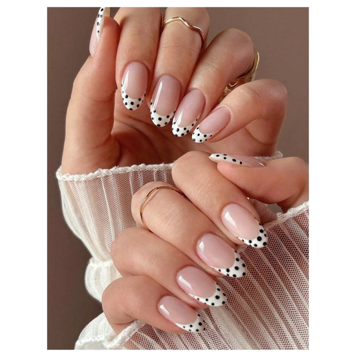 Artificial nail set with circular dots and modern tips Stornfield