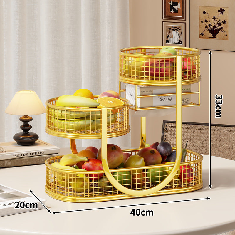Three-Tier Metal Mesh Countertop Fruit & Produce Display Stand