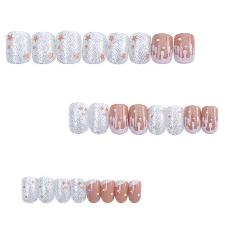 Glittering artificial nails with playful drop design Stornfield