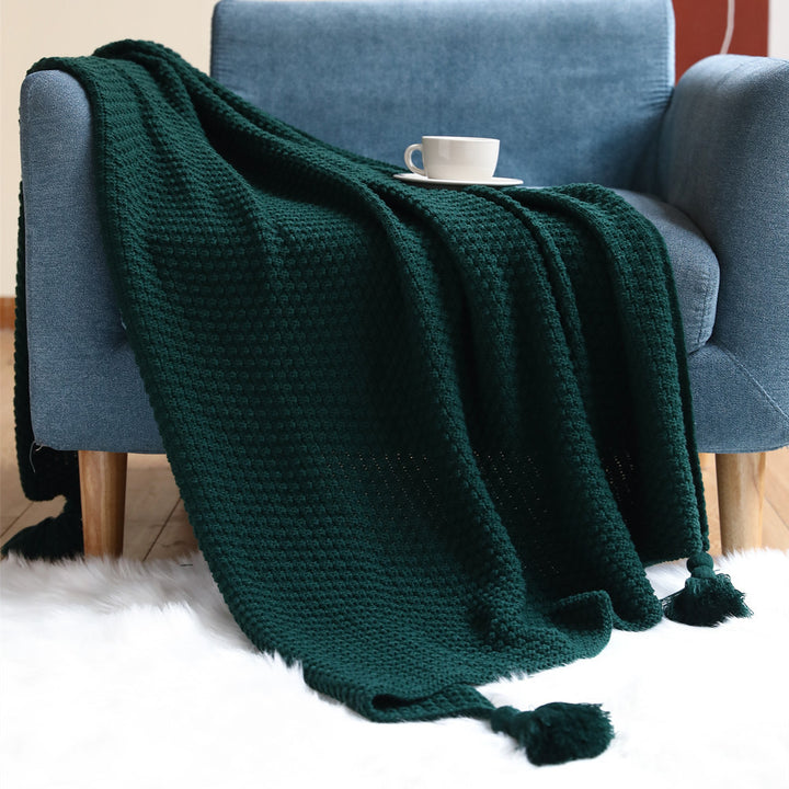 Women’s knitted blanket with decorative tassels Stornfield