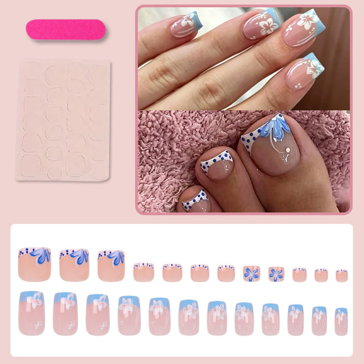 Artificial nail set with decorative flower and spring motifs Stornfield