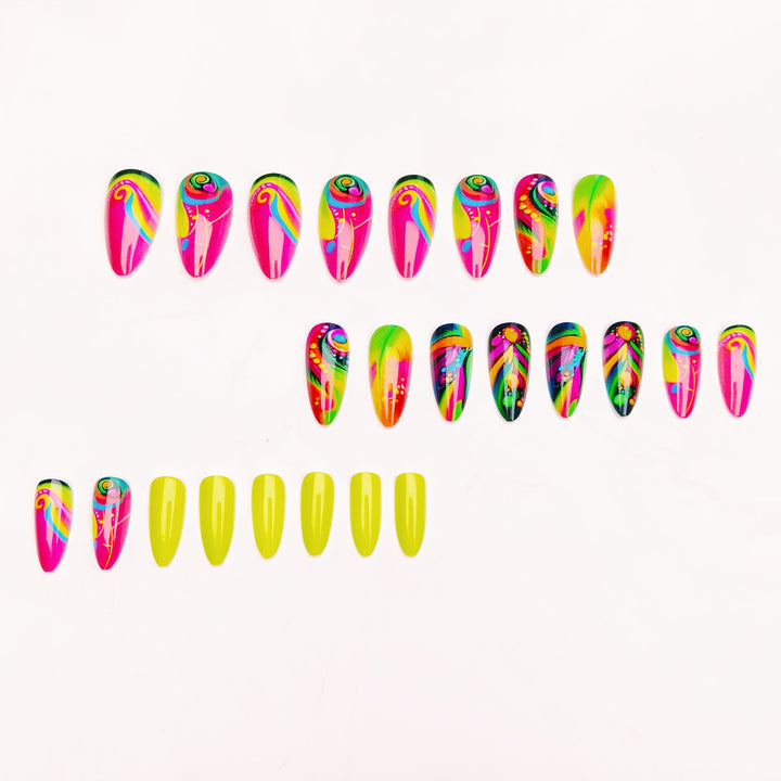 Creative artificial nails with neon pattern Stornfield