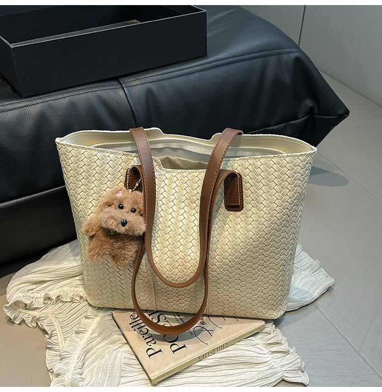 Woven Leather Shoulder Tote Bag Stornfield