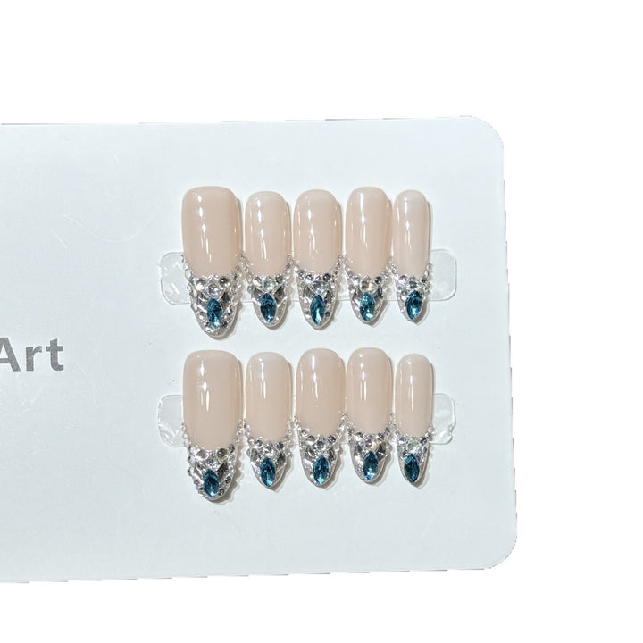 Elegant Rhinestone-Accent Press-On Nail Set Stornfield