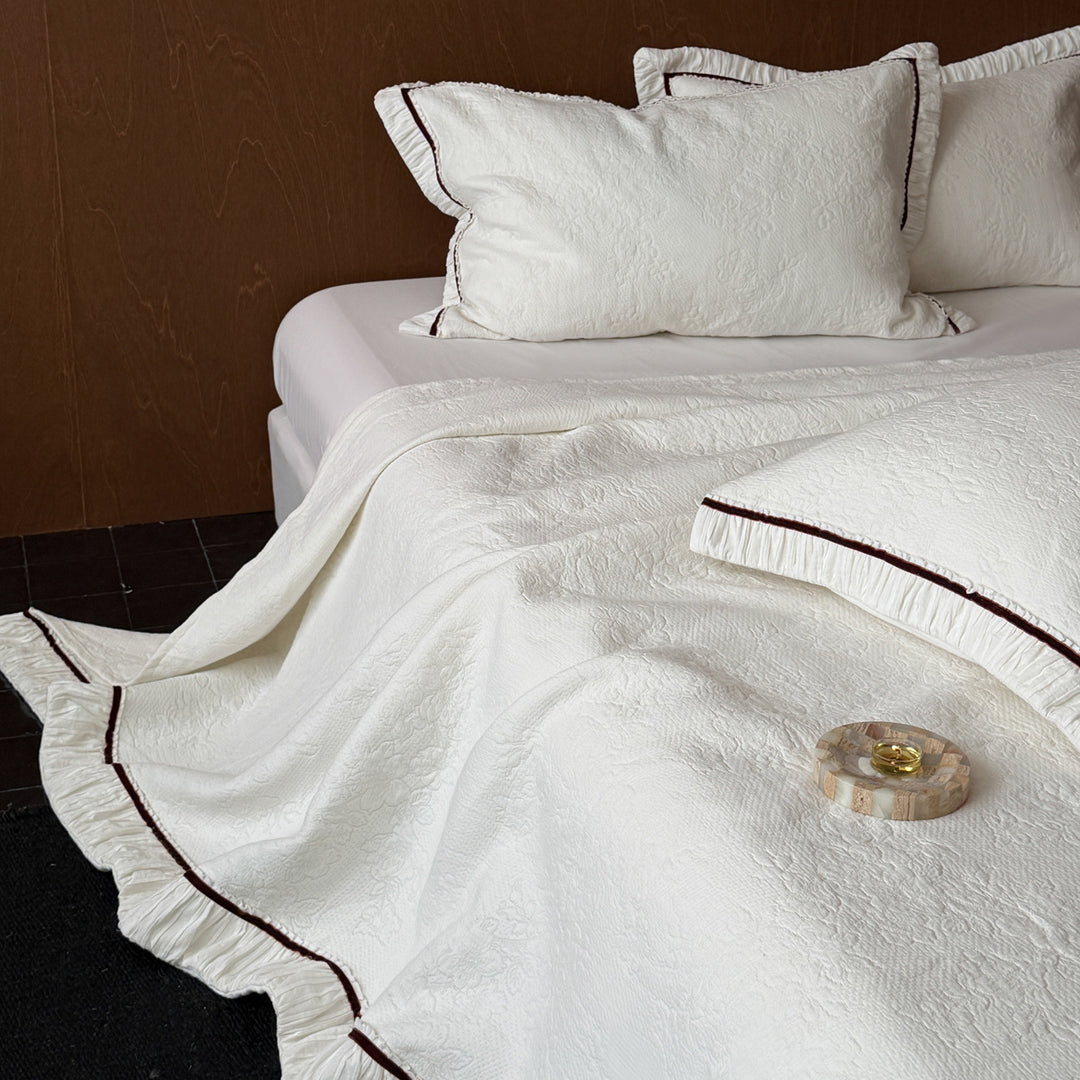 Decorative Elegant Floral Embroidered Bedspread Set Stornfield
