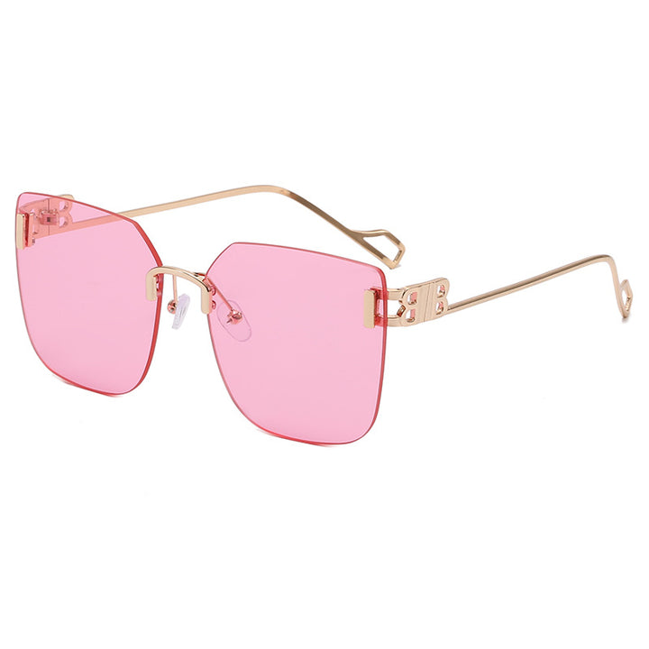 Women elegant square sunglasses with gold-colored metal frame Stornfield