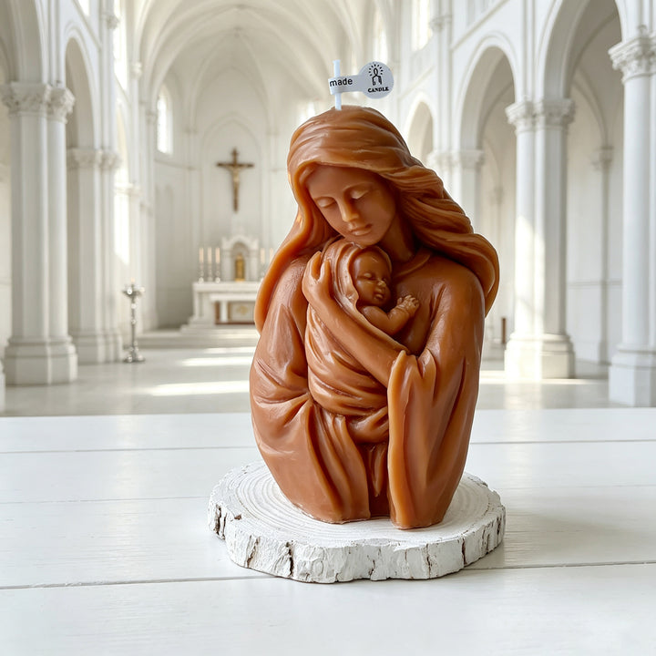 Sculpted Virgin Mary Candle Holder