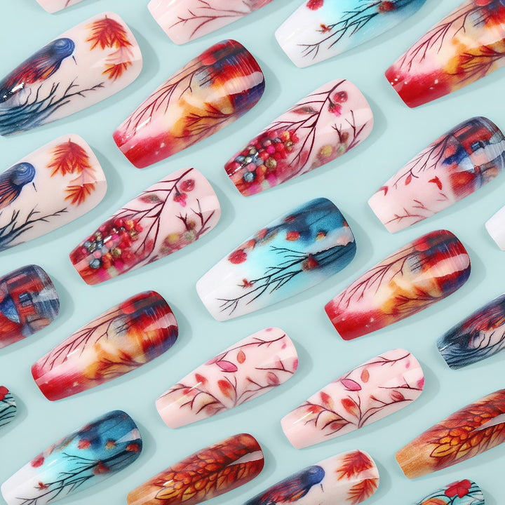 Creative artificial nails with floral and artistic patterns Stornfield