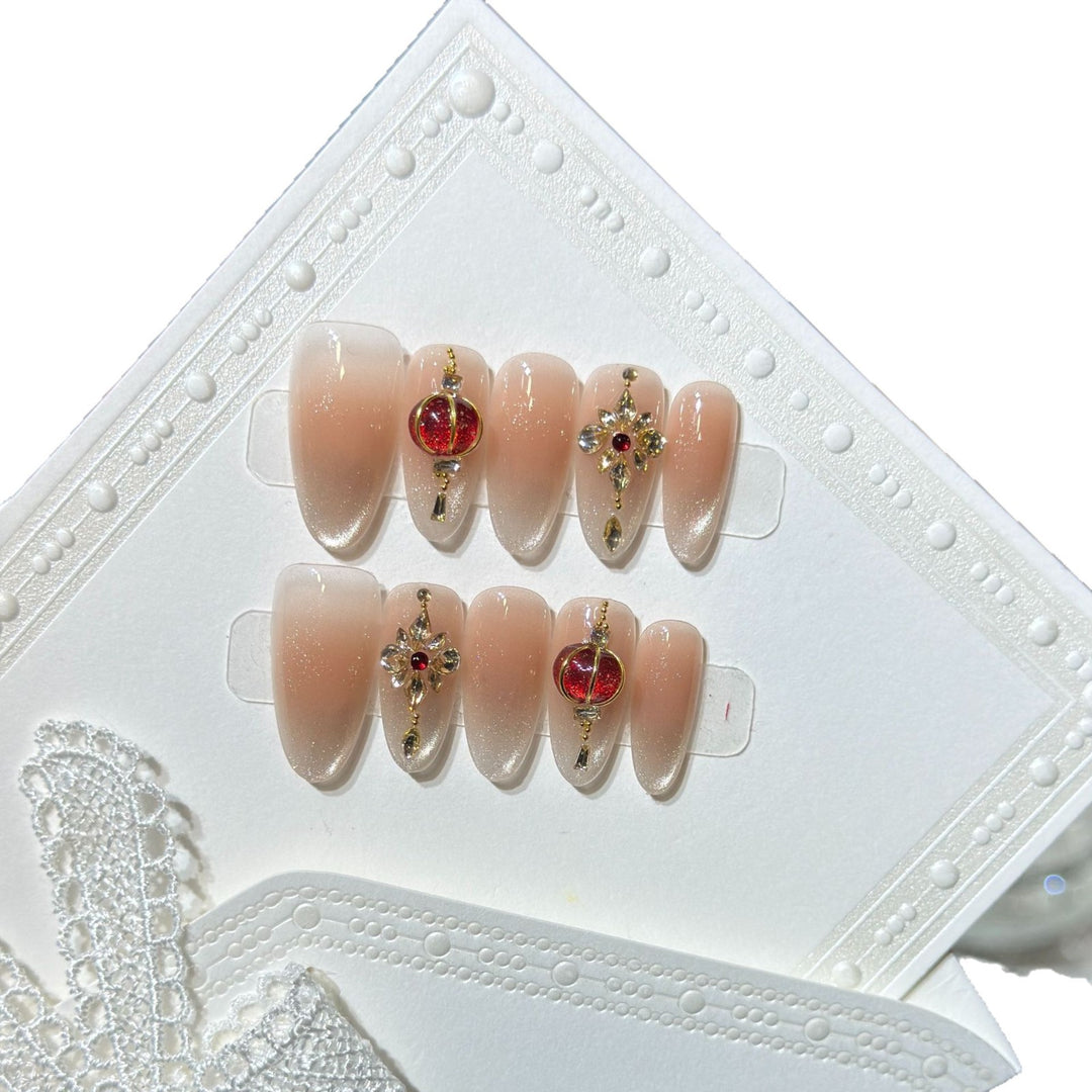 Elegant Stiletto Press-On Nail Set with Gemstone Accents Stornfield
