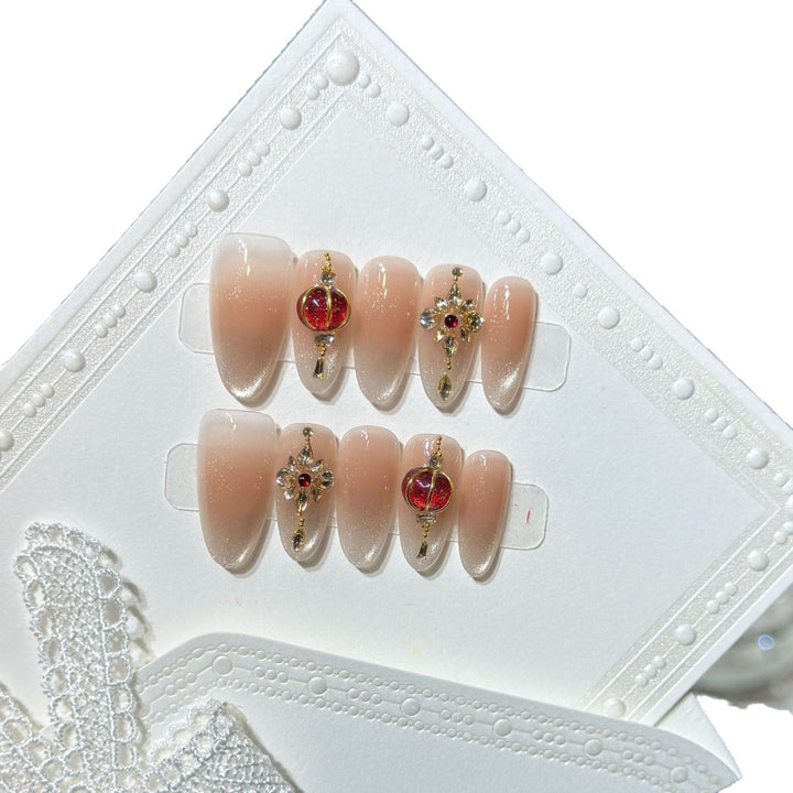 Elegant Stiletto Press-On Nail Set with Gemstone Accents Stornfield