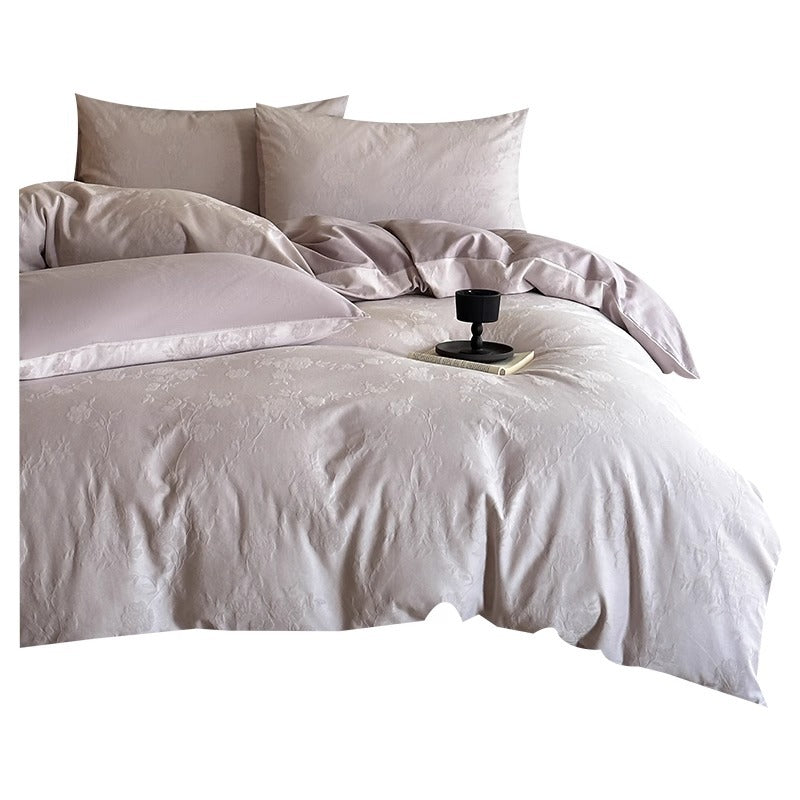 Jacquard Floral Duvet Cover Set with Reversible Sateen Backing