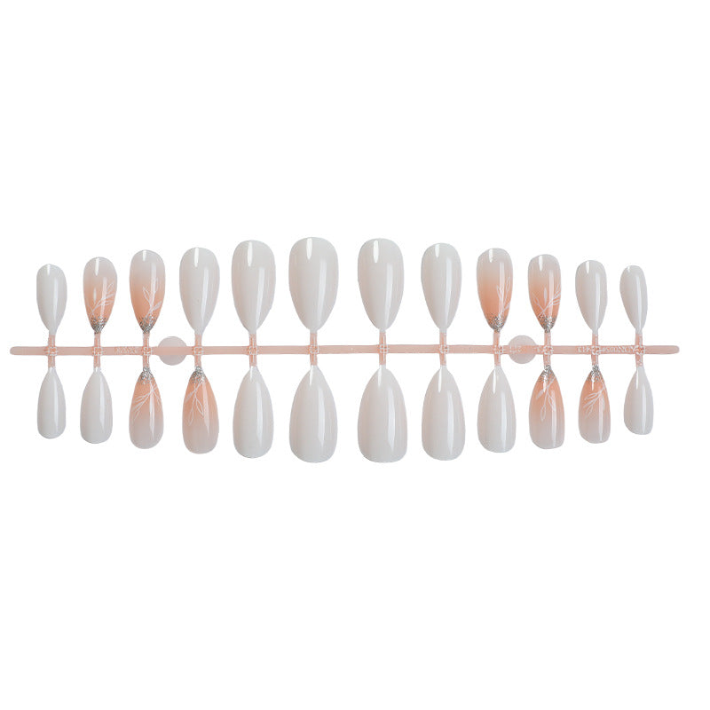 Luxurious Faux Finish Press-On Nail Set with Elegant Floral Design Stornfield