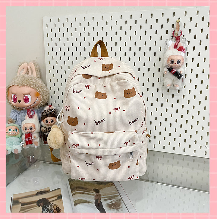 Backpack with Playful Bear Design and Practical Compartments Stornfield