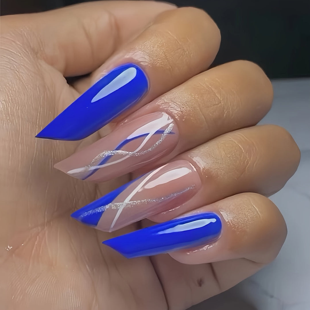 Stiletto Nail Art Extensions with Abstract Design Stornfield