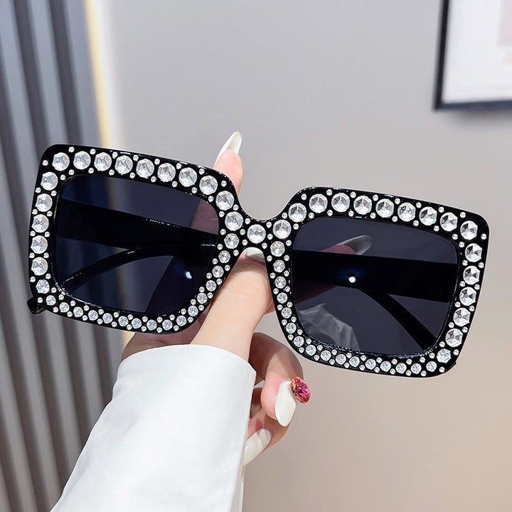 Glamorous Rhinestone-Embellished Square Sunglasses Stornfield