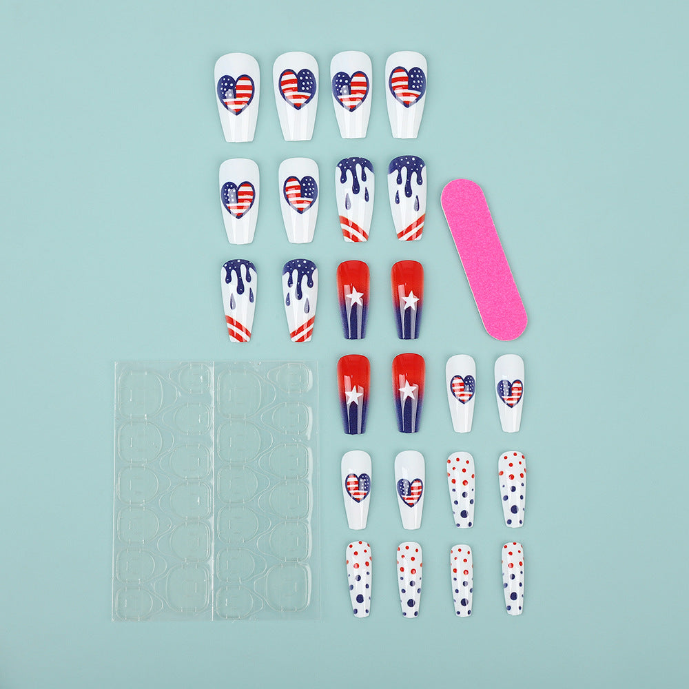 Artificial nails in patriotic heart design Stornfield