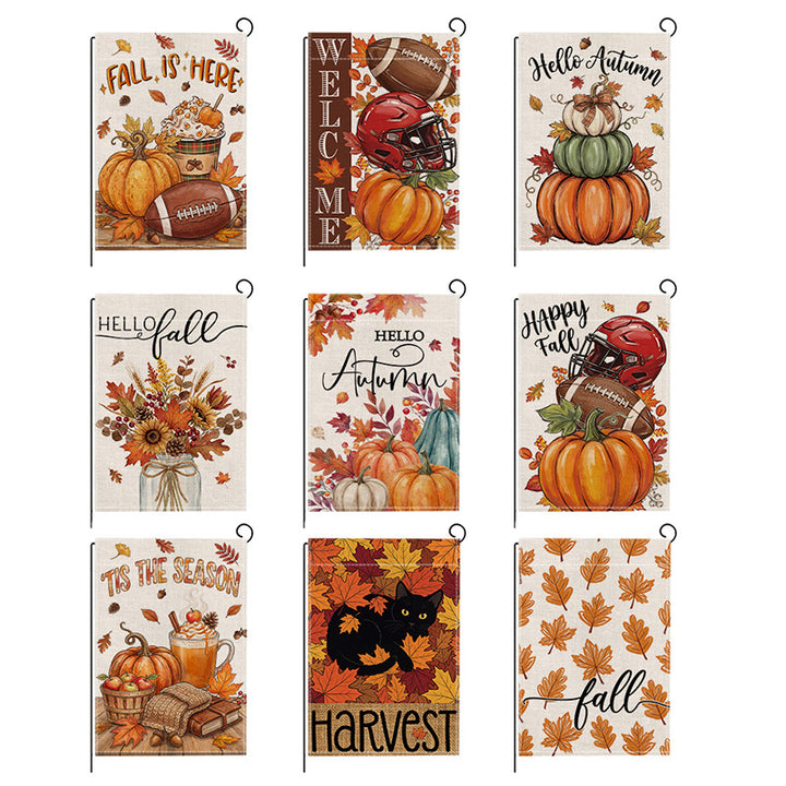 Decorative Autumn Harvest Garden Flag Double-Sided Burlap Accent