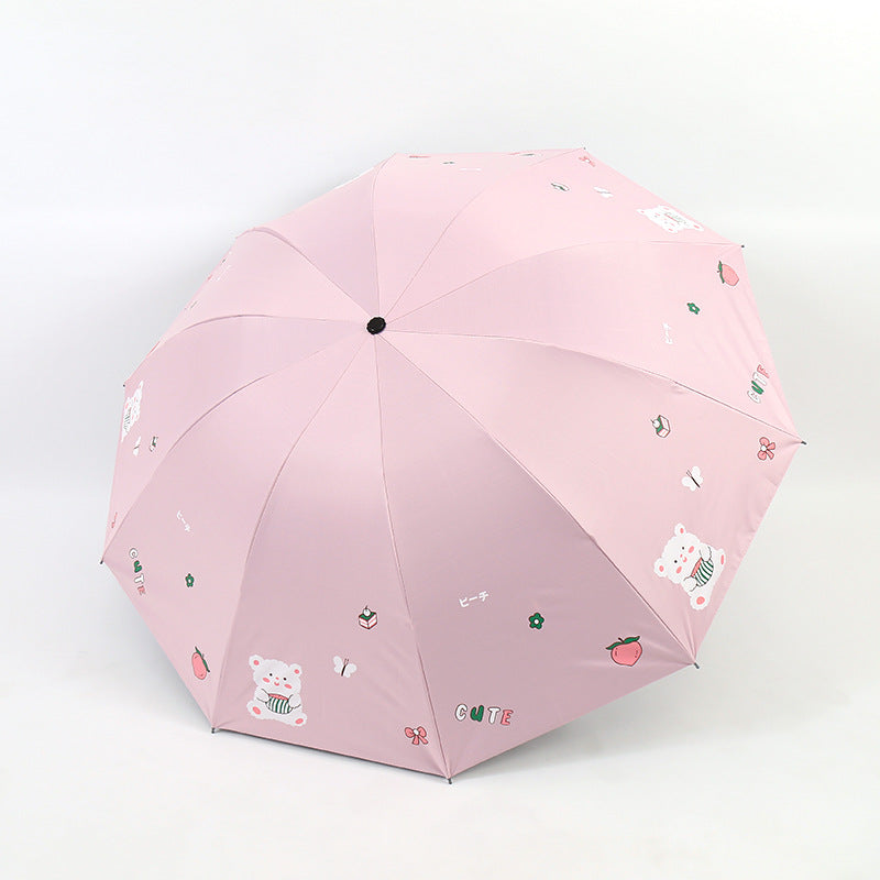 Women's Folding Umbrella with Playful Bear Design Stornfield