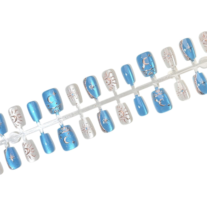 Celestial Themed Press-On Nail Art