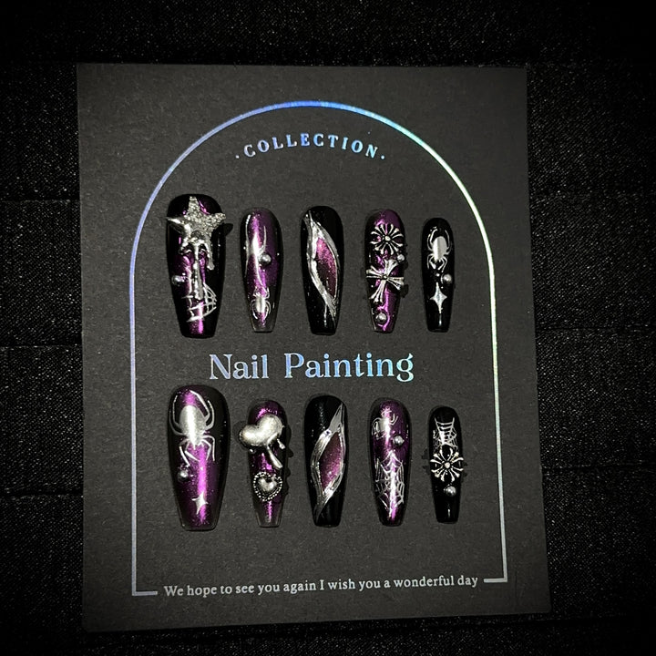 Artistic Spider-Themed Press-On Nail Art Set
