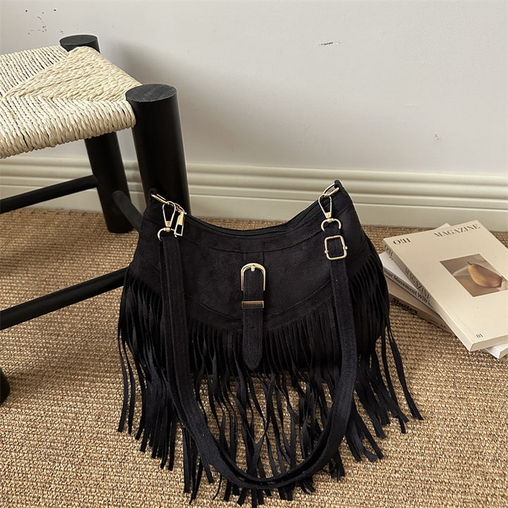 Bohemian Suede Fringe Handbag