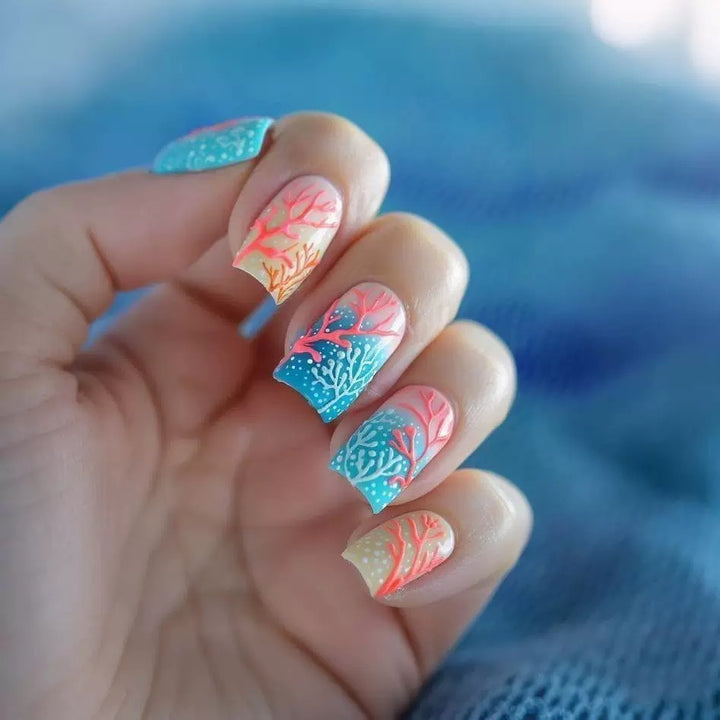 Artificial Nail Set with Maritime Coral Motif Stornfield