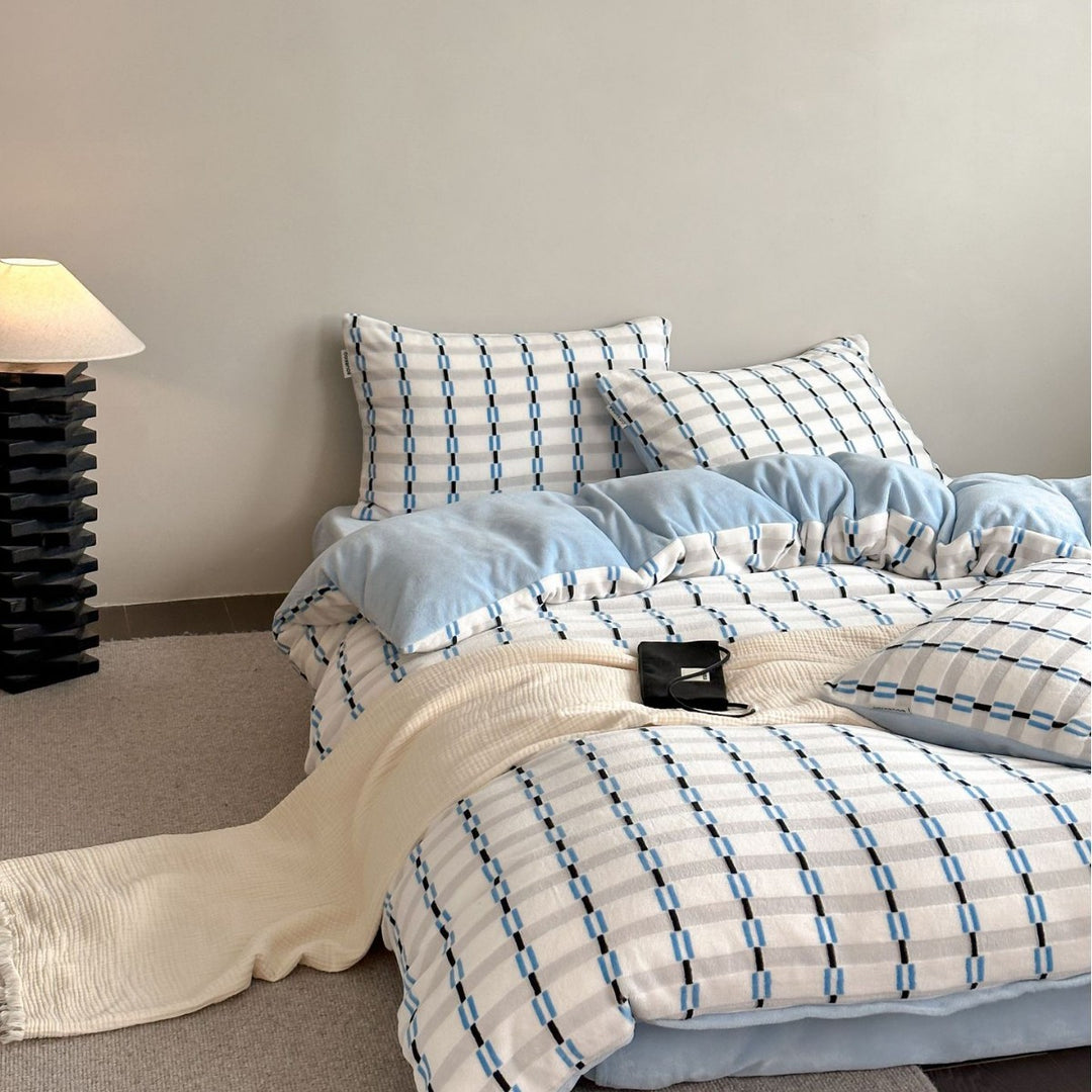Brushed Cotton Checked Duvet Cover and Pillowcase Set