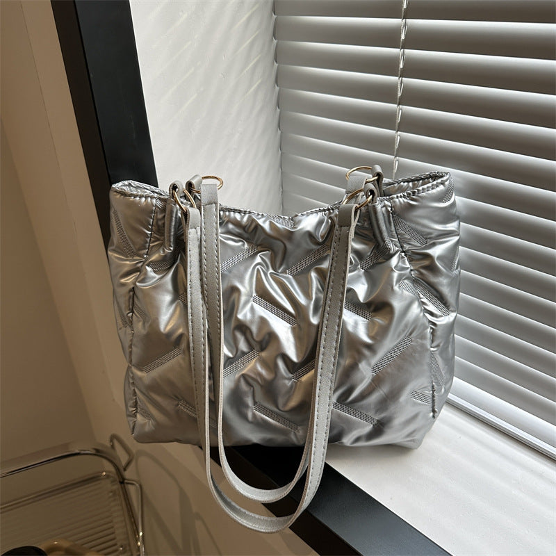 Stylish Puffed Nylon Shoulder Bag