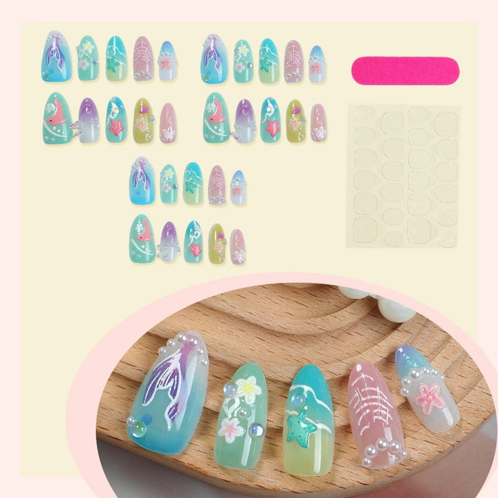 Artificial Nail Set with Maritime Designs Stornfield