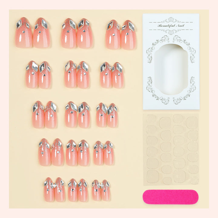 Decorative Press-On Nail Set with Elegant Silver Accents Stornfield