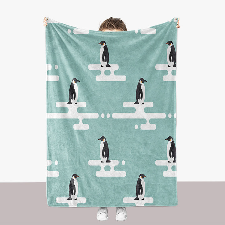 Penguin-Themed Plush Throw Blanket