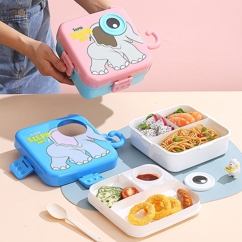 Illustrated Elephant-Themed Bento Lunch Box
