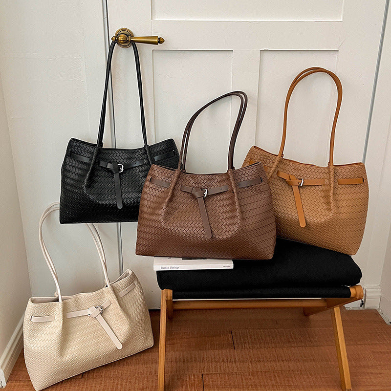 Textured Woven Tote Bag