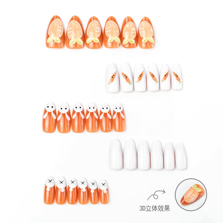 Seasonal Bunny and Carrot-Themed Press-On Nail Art Set