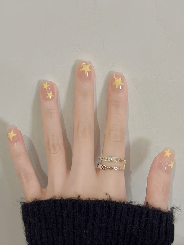 Decorative Press-On Nail Art Set with Star Motifs