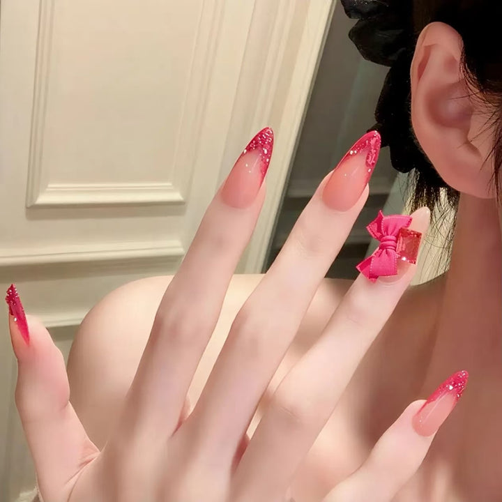 Elegant Stiletto Nail Extensions with Rhinestone  Accents