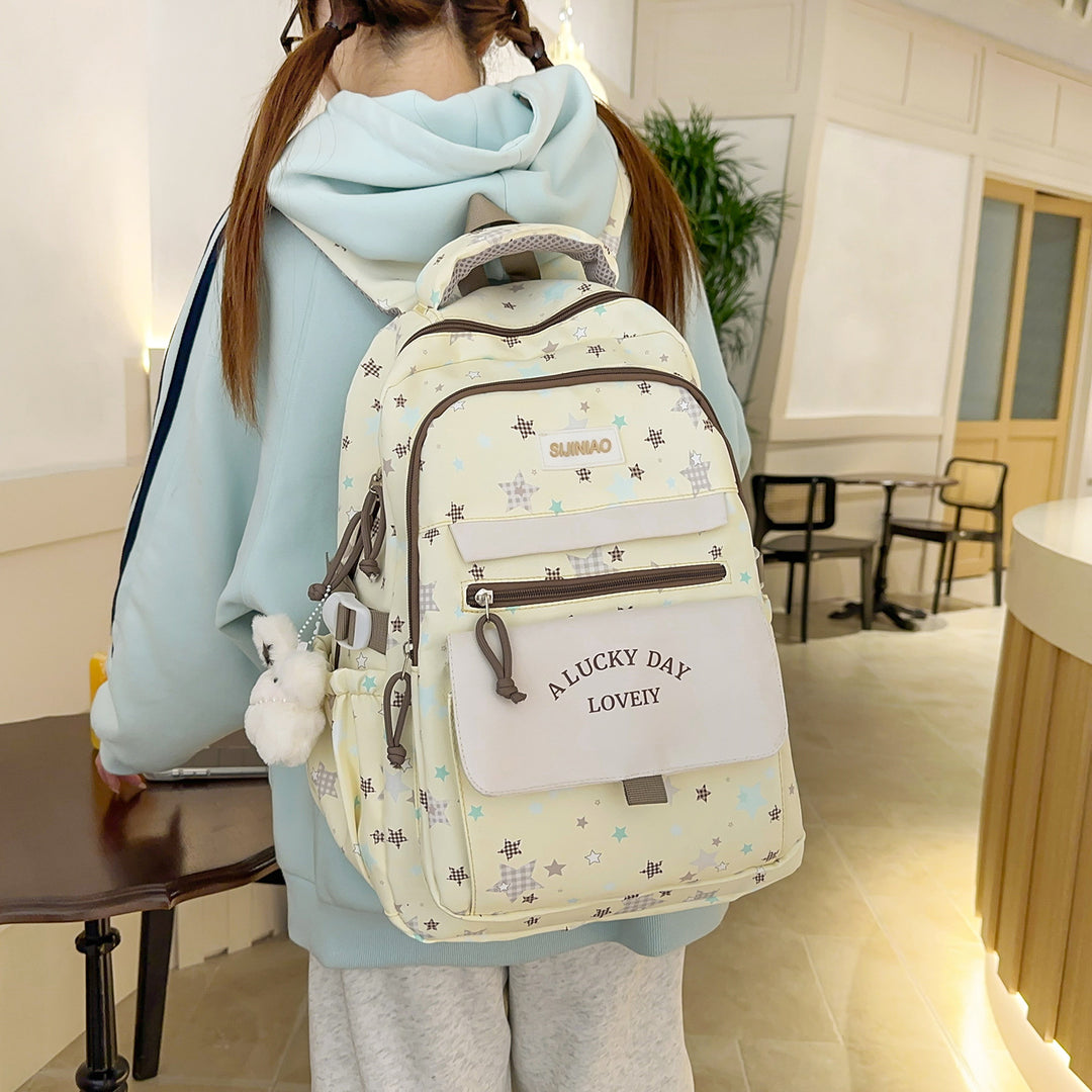 Multi-Pocket Backpack with Plush Charm Stornfield