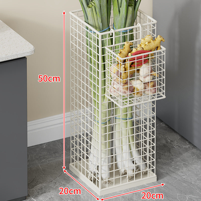 Vertical Metal Produce Storage Tower with Detachable Side Basket
