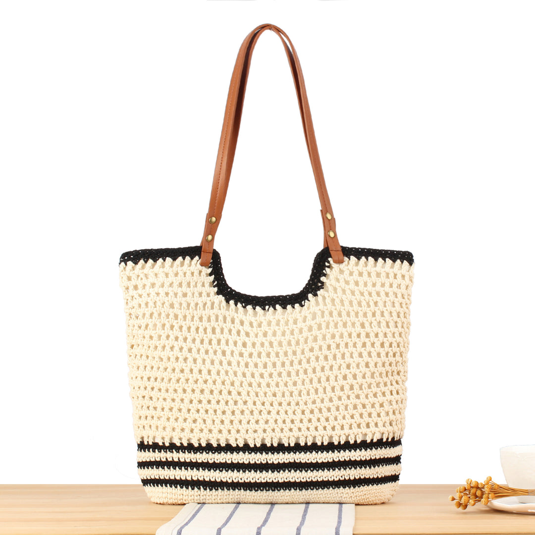Stylish Macrame Tote Bag with Sturdy Leather Handles Stornfield