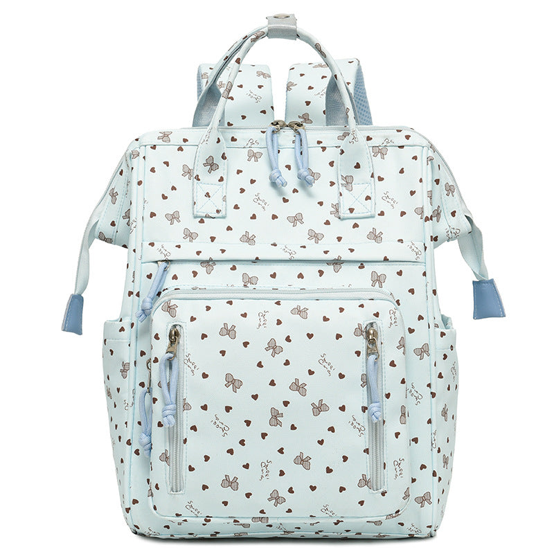 Stylish Heart-Printed Multi-Pocket Backpack Stornfield
