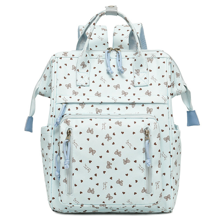 Stylish Heart-Printed Multi-Pocket Backpack Stornfield