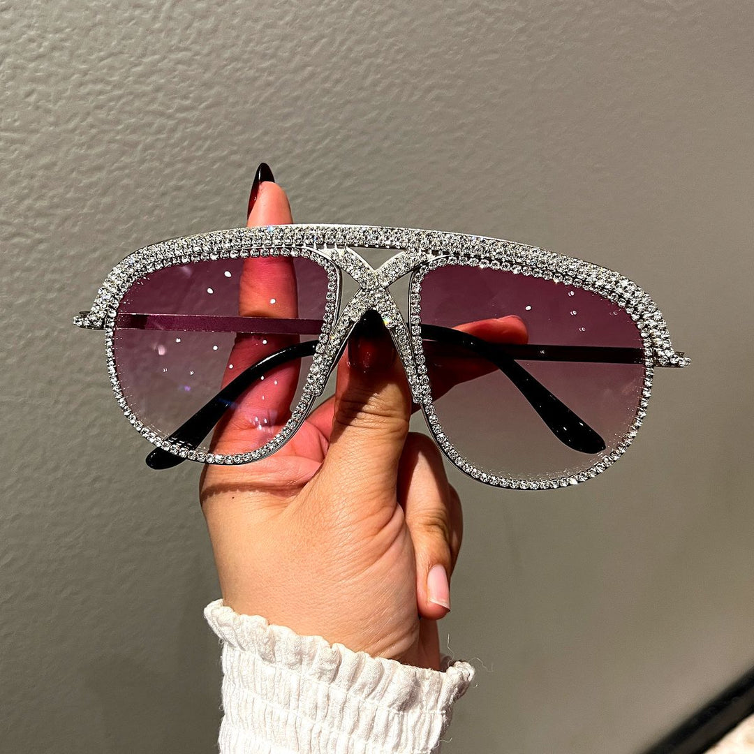 Women's Glamorous oversized Sunglasses with sparkling Crystal frame Stornfield
