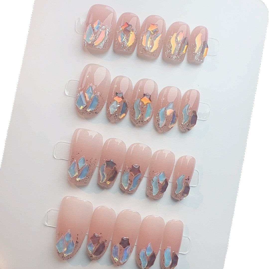 Elegant Crystal-Embellished Press-On Nail Set Stornfield