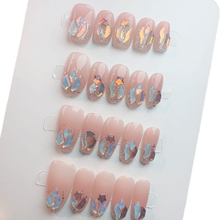 Elegant Crystal-Embellished Press-On Nail Set Stornfield