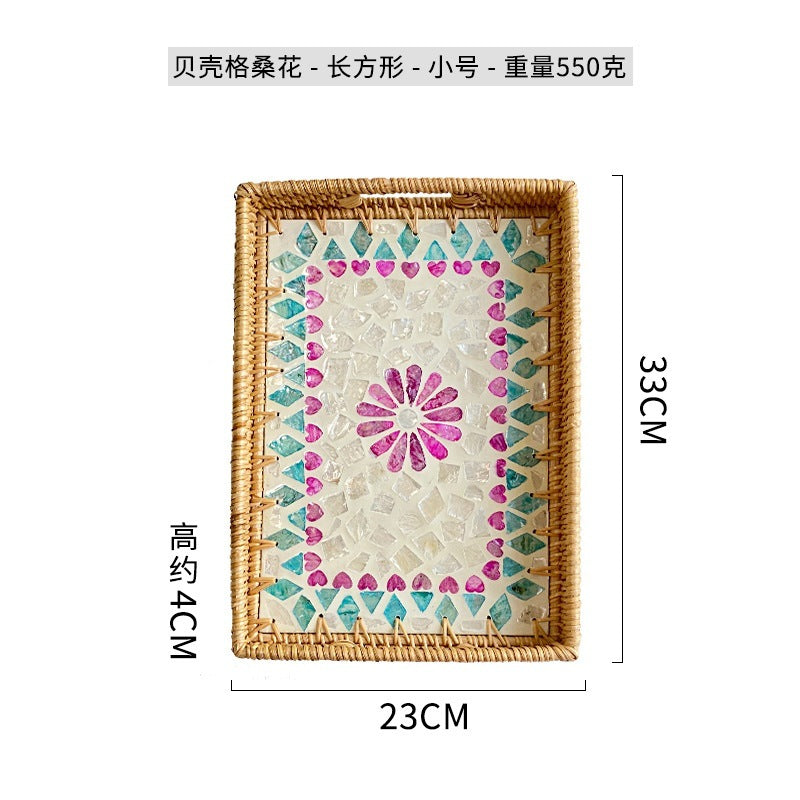 Women rectangular serving platter with handmade mosaic Stornfield