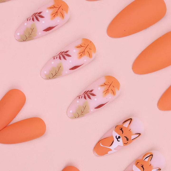 Artistic Press-On Nail Set with Floral and Character Design Stornfield