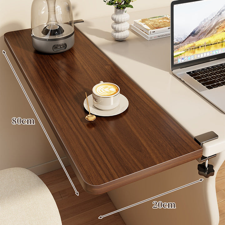 Clamp-On Side Desk Shelf Extender with Woodgrain Laminate Top and Adjustable Locking Clamp